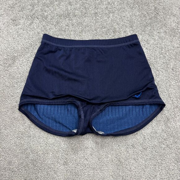 Jantzen Vintage High Waist Boyleg Swim Bottom Shorts Womens 8 Navy Blue Ribbed - Picture 1 of 9